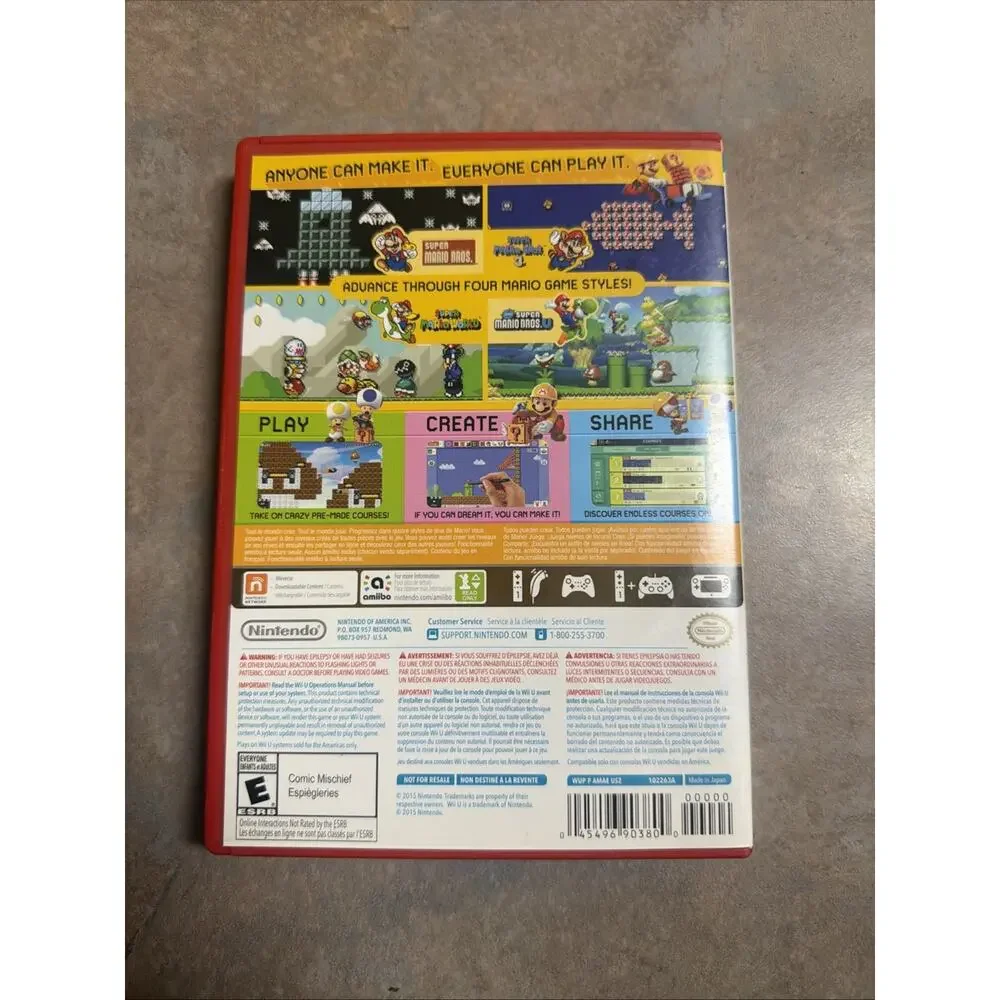 Super Mario Maker ( Nintendo Wii U ) CIB - Mint Disc - Pristine - Tested